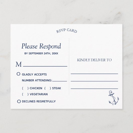 Nautic Sketch Anchor UAWG Einladungspostkarte (Rückseite)