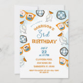 Nautic Sonnenbrille Pool Party Boy Birthday Einladung (Vorderseite)