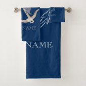 Nautic Spirit Anchor Dolphin Navy Blue Badhandtuch Set (Insitu)