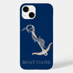 Nautic Spirit Anchor Dolphin Navy Blue Case-Mate iPhone 14 Hülle