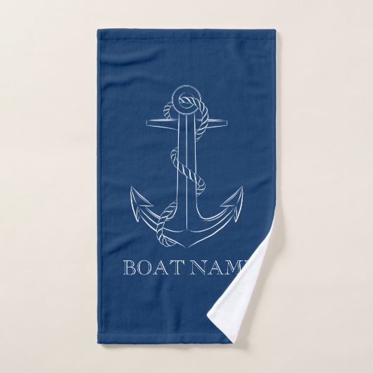Nautic Spirit Anchor Navy Blue Badhandtuch Set (Handtuch)