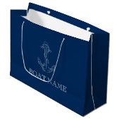 Nautic Spirit Anchor Navy Blue Große Geschenktüte (Vorderseite Schrägansicht)