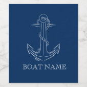 Nautic Spirit Anchor Navy Blue Weinetikett (Einzelnes Label)
