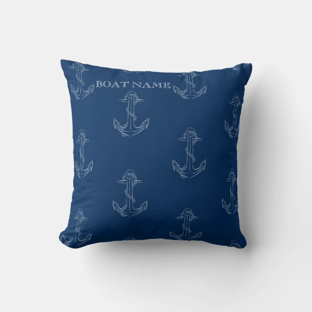 Nautic Spirit Anchors Navy Blue Kissen (Vorderseite)