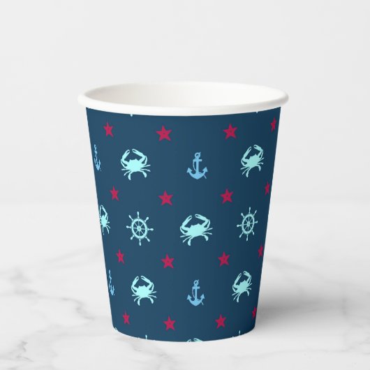 Nautic Star Pattern Pappbecher (Vorderseite)