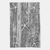 Nautic Starfish Driftwood Grau Weiße Wasserfarbe Geschirrtuch (Vertikal)