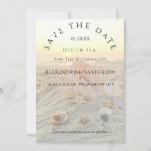 Nautic Starfish Name Beach Sunset Save the Date Einladung (Vorderseite)