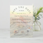 Nautic Starfish Name Beach Sunset Save the Date Einladung (Stehend Vorderseite)
