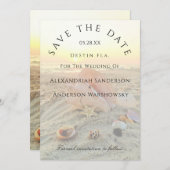 Nautic Starfish Name Beach Sunset Save the Date Einladung (Vorne/Hinten)