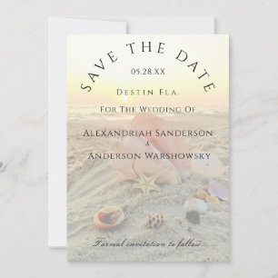Nautic Starfish Name Beach Sunset Save the Date Einladung