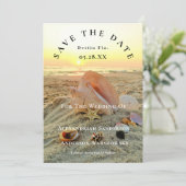 Nautic Starfish Name Beach Sunset Save the Date Einladung (Stehend Vorderseite)