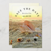 Nautic Starfish Name Beach Sunset Save the Date Einladung (Vorne/Hinten)