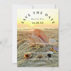 Nautic Starfish Name Beach Sunset Save the Date Einladung