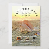 Nautic Starfish Name Beach Sunset Save the Date Einladung (Vorderseite)