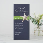 Nautic Starfish Navy und Kelly Green Menu Programm (Stehend Vorderseite)