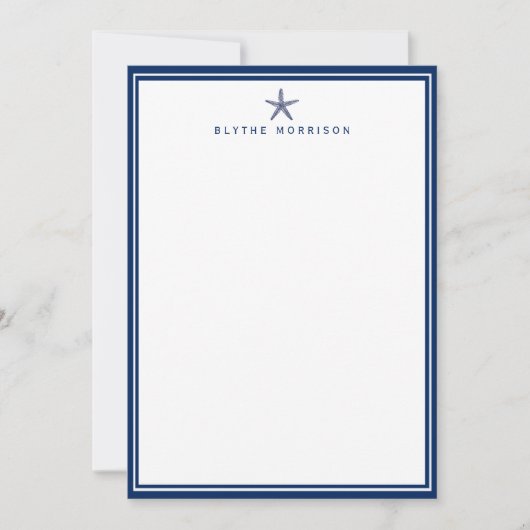 Nautic Starfish Quarto Custom Stationery Mitteilungskarte (Vorderseite)