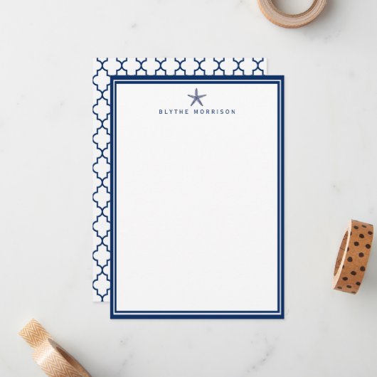 Nautic Starfish Quarto Custom Stationery Mitteilungskarte (Vorderseite/Rückseite Beispiel)