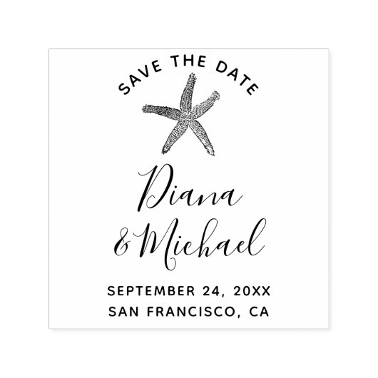Nautic Starfish SAVE THE DATE Kalligrafie Permastempel (Design)
