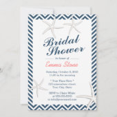 Nautic Starfish Zickzack Stripes Brautparty Einladung (Vorderseite)