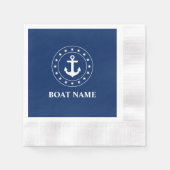 Nautic Stars Anchor Navy Blue Boat Name Napkins Serviette (Vorderseite)