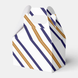 Nautic Striped Gold Blue Birthday Gevor Box Geschenkschachtel
