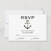 Nautic Striped Wedding RSVP Sparkle Anchor Karte (Rückseite)