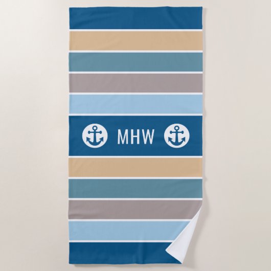 Nautic Stripes Custom Mono Strandtuch (Vorderseite)