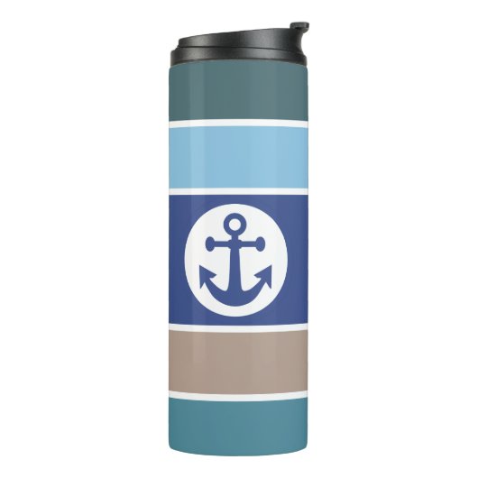 Nautic Stripes custom monogram tumbler Thermosbecher (Nach links gedreht)
