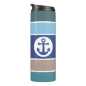 Nautic Stripes custom monogram tumbler Thermosbecher (Nach rechts gedreht)