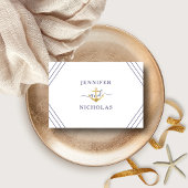 Nautic Stripes Gold Anchor Wedding RSVP Karte