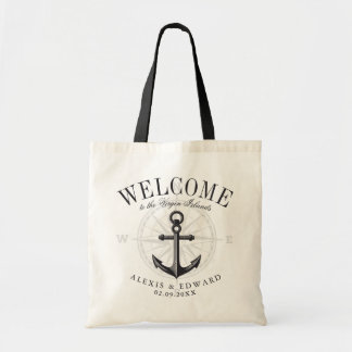 Nautic Style Anchor Custom Welcome Black Themed Tragetasche
