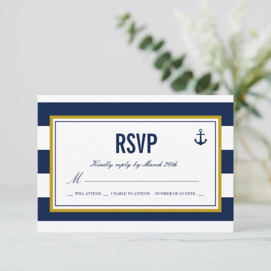 Nautic Style Anchor UAWG RSVP Karte (Stehend Vorderseite)