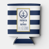 Nautic Style Navy Stripes Fun Gastgeschenk Hochzei Dosenkühler (Vorderseite)