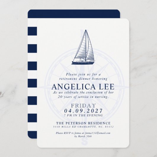 Nautic Style Retirement Dinner Absenden Einladung (Vorne/Hinten)