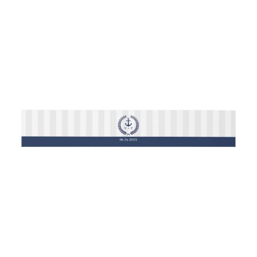 Nautic Style Wedding Custom Monogram Einladungsbanderole (Flach)