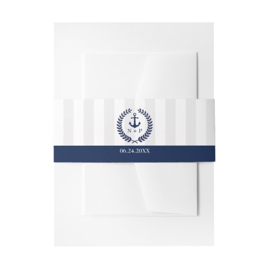 Nautic Style Wedding Custom Monogram Einladungsbanderole (Vorderseite Beispiel)