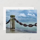 Nautic Summer Beach Front Blue Trendy Postkarte (Vorne/Hinten)