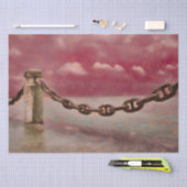 Nautic Summer Beach Front Pink Brown Wasserfarbe Seidenpapier (Handwerk)