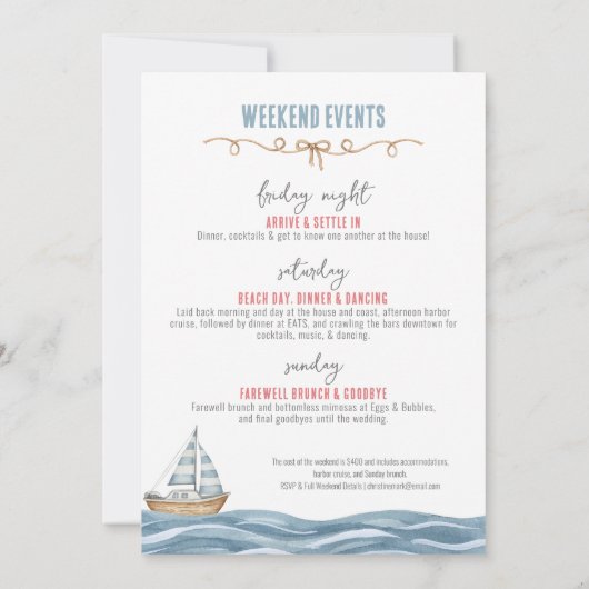 Nautic Summer Junggeselinnen-Abschied Einladung (Rückseite)