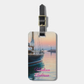 Nautic Sunset Sailboat Personalisiert Gepäckanhänger (Vorderseite vertikal)