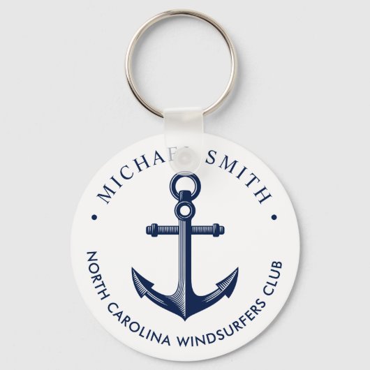 Nautic Theme Anchor Custom Navy Schlüsselanhänger (Vorderseite)
