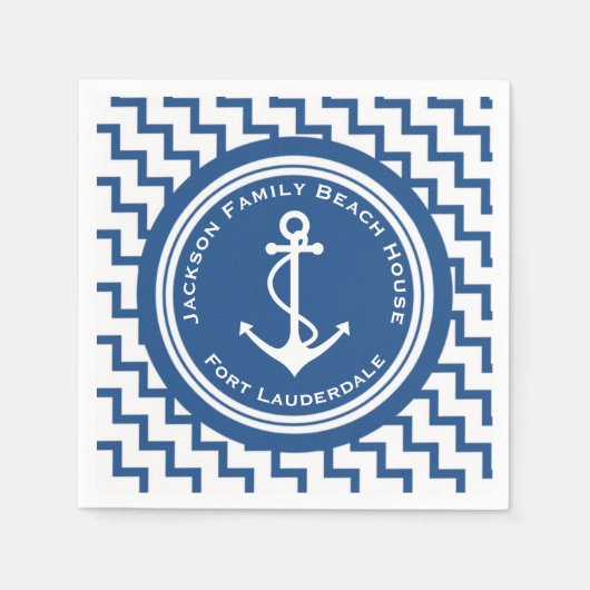 Nautic Theme Anchor Family Beach House Party Serviette (Vorderseite)