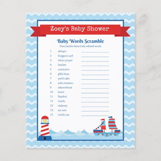 Nautic Theme Baby Showspiel (Rückseite)