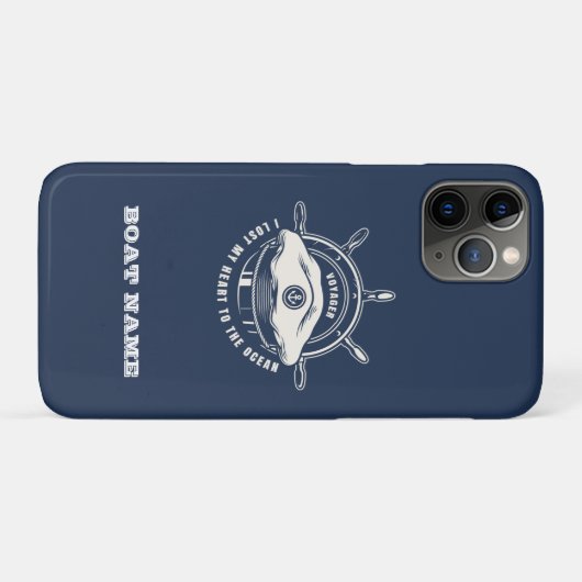 Nautic Theme Boat Name Navy Blue Case-Mate iPhone Hülle (Rückseite (Horizontal))