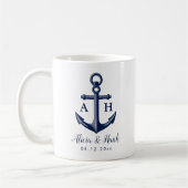 Nautic Theme Couple Monogramme Kaffeetasse (Links)