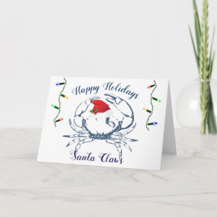 Nautic Theme Crab Holiday Card Feiertagskarte