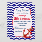 Nautic Theme Geburtstagsparty Einladung (Vorne/Hinten)
