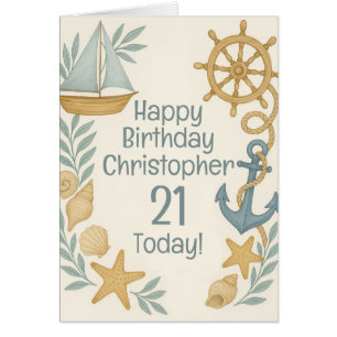 Nautic Theme Happy Birthday Card