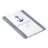 Nautic Theme Navy Blue White Stripes Gästebuch Notizblock (Rechte Seite)