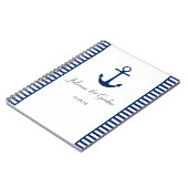 Nautic Theme Navy Blue White Stripes Gästebuch Notizblock (Linke Seite)